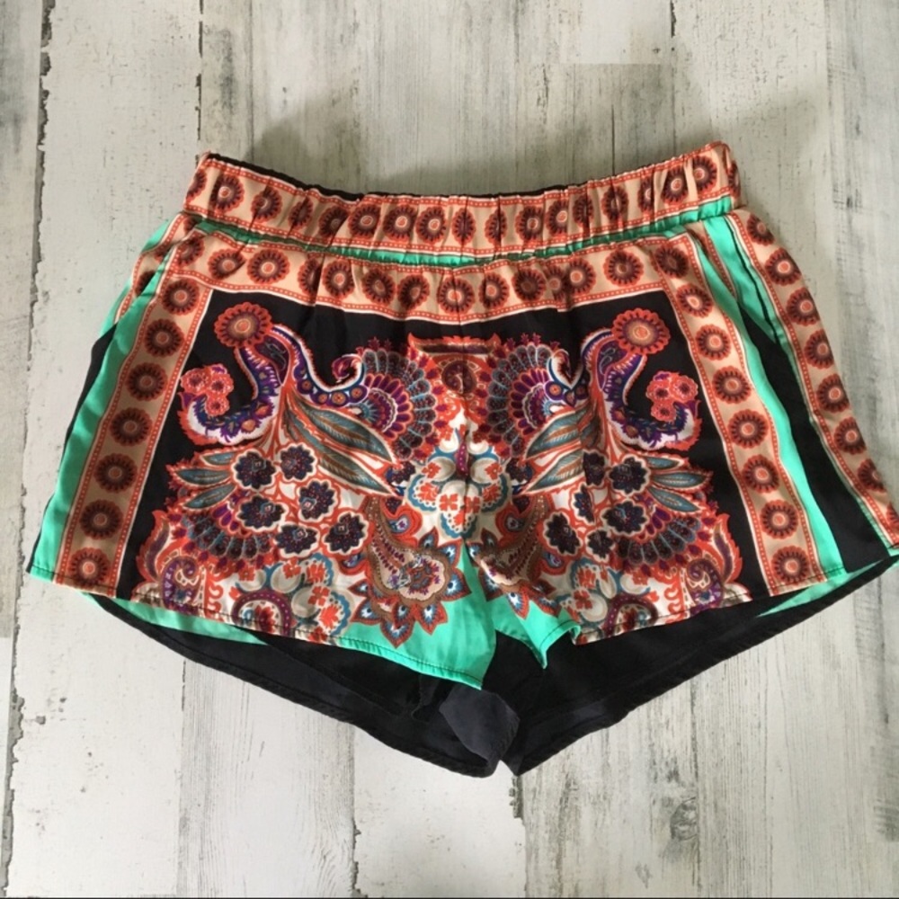 BLUE RAIN black green floral paisley lounge shorts